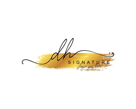 Initial DH beauty monogram and elegant logo design, handwriting logo of initial signature, wedding, fashion, floral and botanical with creative template. vector