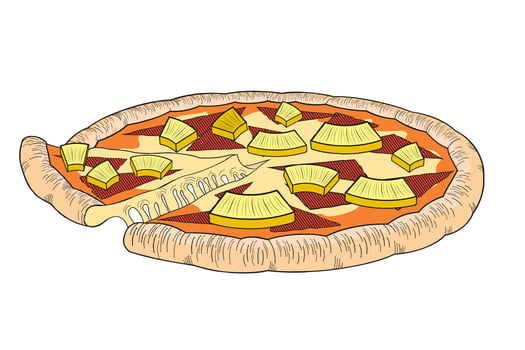 Hawaiian Pizza with Pineapple Illustration vector
