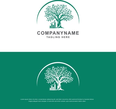 tree logo icon template design. Round garden plant natural line symbol. Green branch with leaves business sign. Vector illustration.