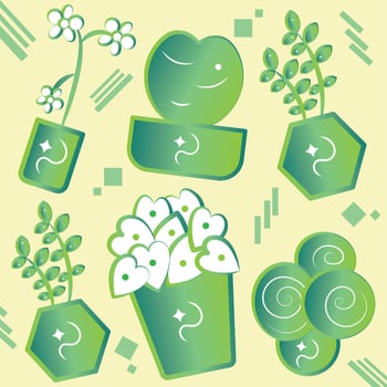 Pattern background with indoor plant icons Vector