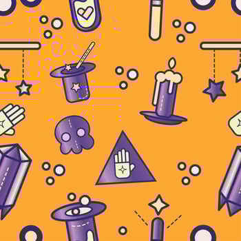 Pattern background with magic icons Vector illustration