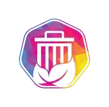 Leaf trash vector logo design icon. Trash vector logo template.