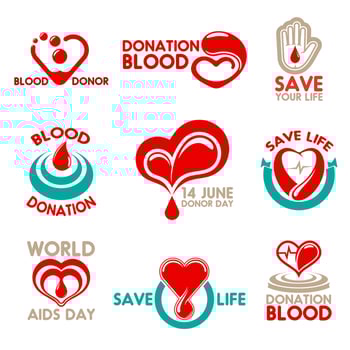 Blood donation icons for transfusion laboratory vector