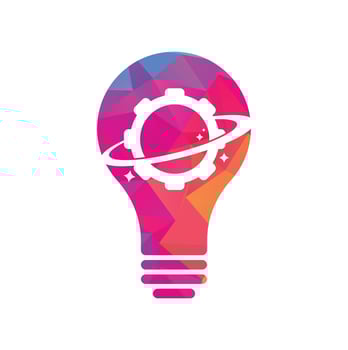 Planet gear bulb shape concept logo icon vector. Gear Planet Icon Logo Design Element vector