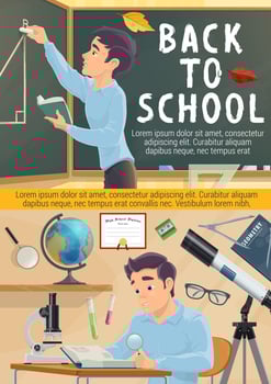 Back to school poster. Student in geometry class vector