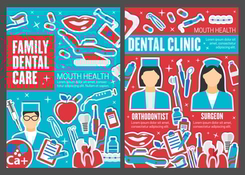 Dental clinic doctors, dentistry medicine vector