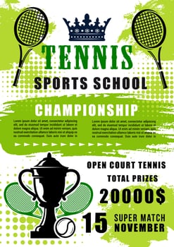 Tennis sports school open match, vector