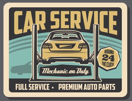 Car chassis mechanic and repair service, vector