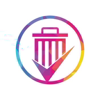 Check trash vector logo template. Good trash vector logo template. Tick bin logo icon vector logo.