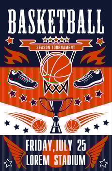 Basketball sport game, basket and ball vector