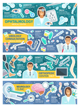Doctors, medical equipment and treatments vector