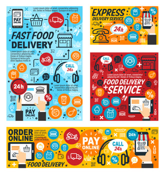 Fast food delivery mobile order service vector