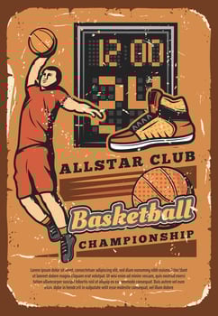 Basketball club league championship grunge poster vector