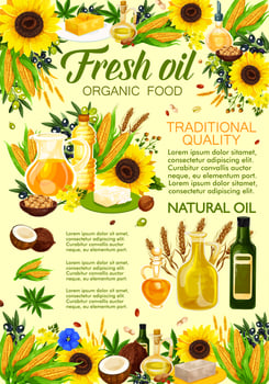 Natural oil, vegetable and plant ingredients vector