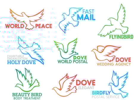Dove bird flying vector business design icons