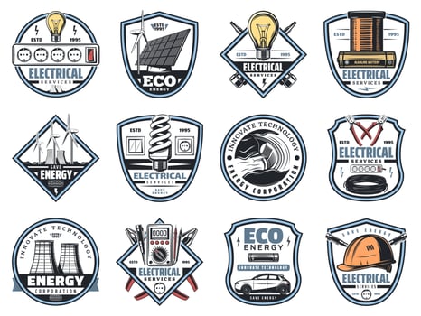 Electricity engineering business service icons vector