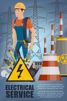 Power plant, electrician and equipment vector