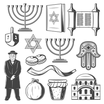 judiaism vector icons and symbols