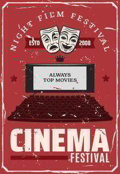 Cinema movie festival, vector theater screen