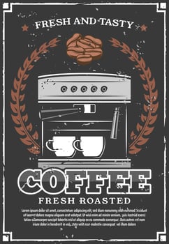 Coffee machine and cups, vector
