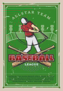 Baseball sport league championship, vector poster
