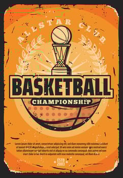Basketball sport game, ball and trophy vector