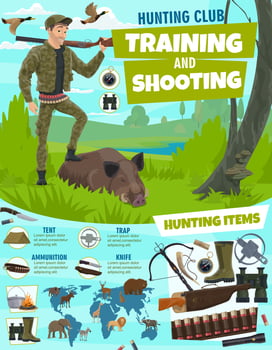 Hunting sport club poster, training in shooting vector