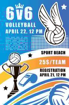 Volleyball sport team, beach tournament vector