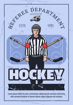 Referee on skates, ice hockey sport vector