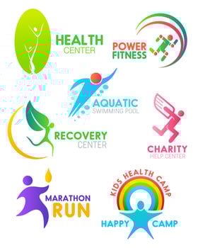 Health fitness and run sport vector people icons