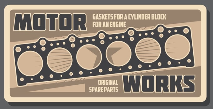 Car repair engine gasket, spare parts shop vector