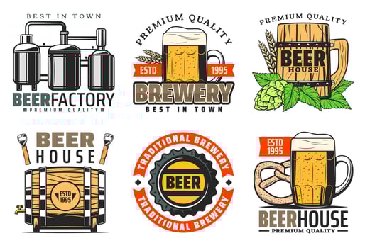 Brewery factory premium quality beer house vector
