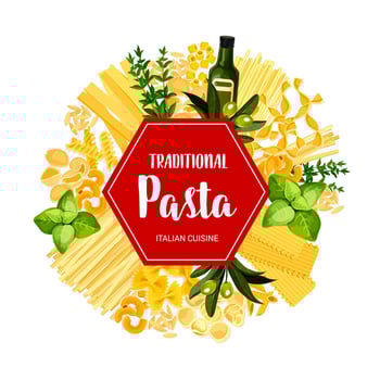 Italian pasta cuisine and seasonings banner vector