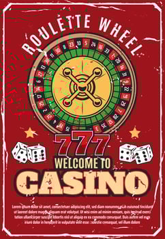 Casino poker wheel roulette gambling game vector