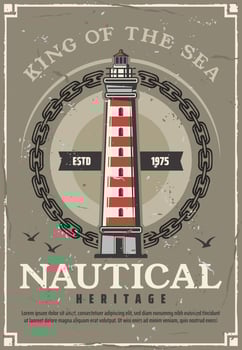 Nautical lighthouse or marine navigational beacon vector