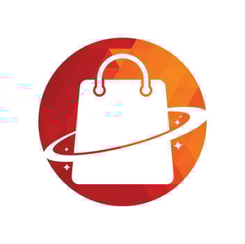 Planet Shop Logo Template Design. Galaxy shopping Bag Vector Logo Design Template.