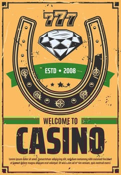 Golden horseshoe, gem stones and lucky numbers vector
