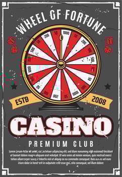 Casino poker game wheel of fortune gambling vector