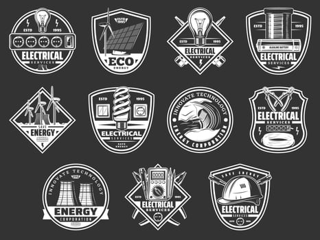Electrical service and energy power icons vector
