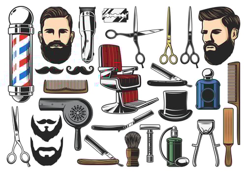 Barbershop haircut and shave tools vector