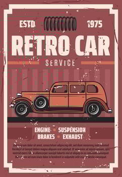 Vintage car service and maintenance, vector