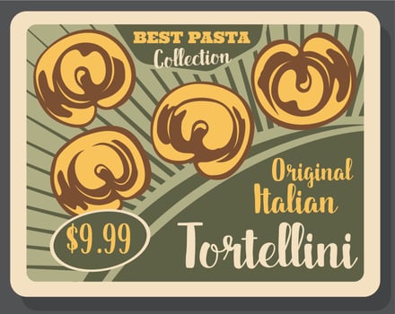 Tortellini pasta Italian dish menu vector