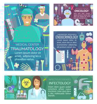 Endocrinology, oncology and trauma clinic doctors vector