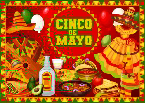 Mexican fiesta Cinco de Mayo party celebrations vector