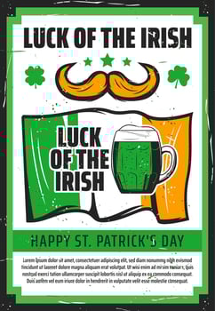 Green beer, Irish flag and clover. St Patricks Day vector
