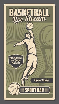 Basketball player with ball, cup and basket vector