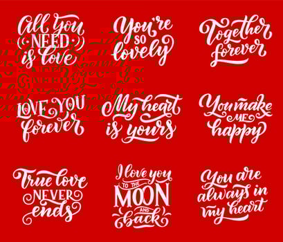 Love quotes vector lettering calligraphy