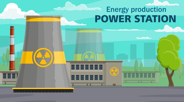 Power plant, energy production plant, pollution vector