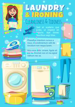 Ironing, laundry and washing. Housewife chores vector