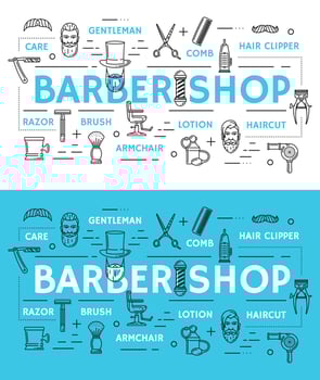 Barbershop service icons and symbols vector